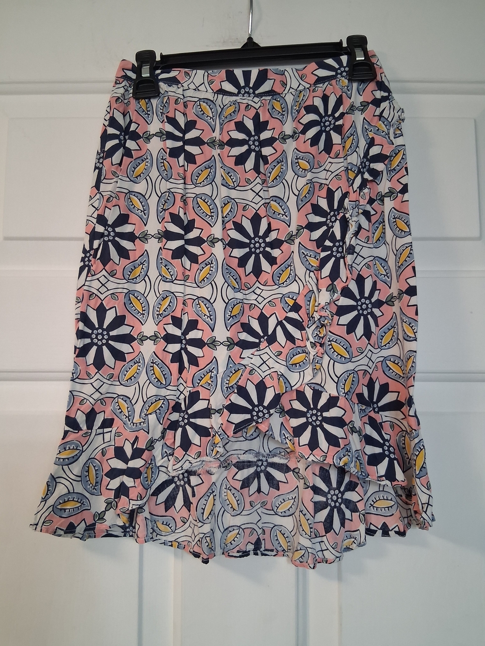 Carter's Pink Navy Blue Floral Print Ruffle Hem Lightweight Skirt 6/6X